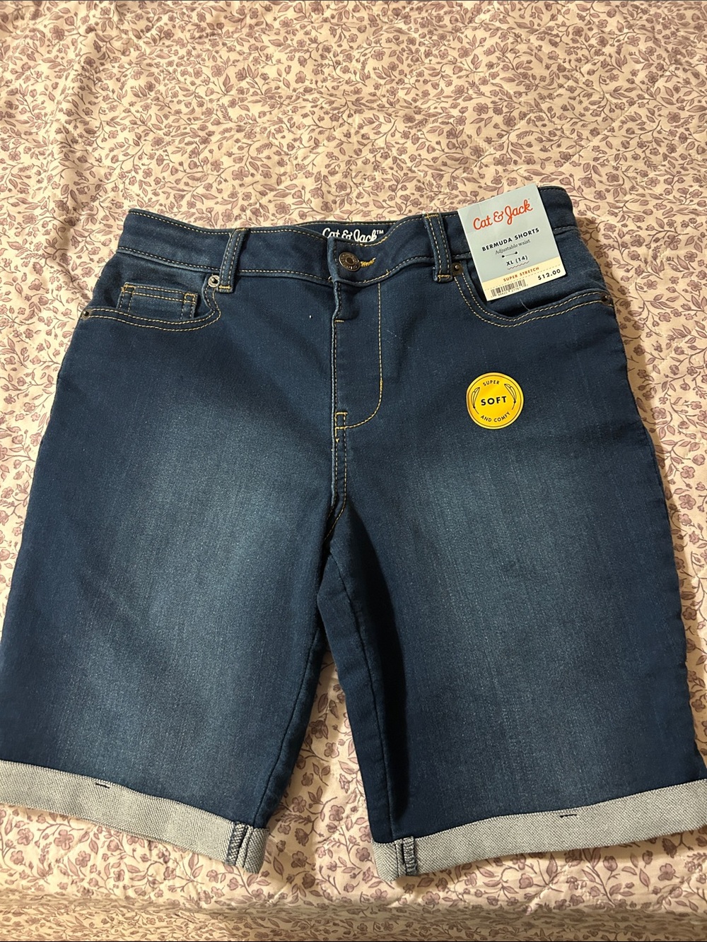 NWT cat & Jack Indigo Roll-Cuff Denim Shorts